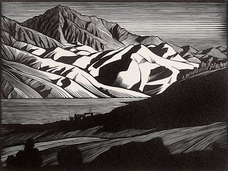 Wood Engraving Landscape by Paul Landacre image. Click for full size.
