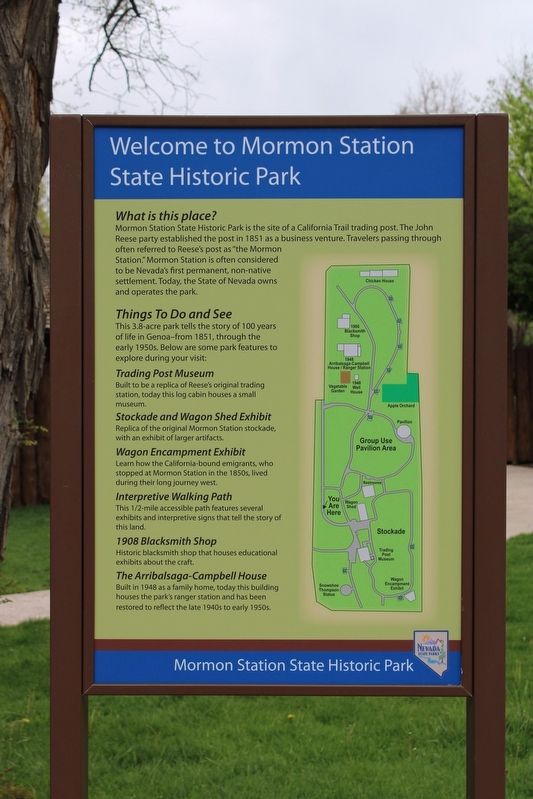 Welcome to Mormon Station State Historic Park Marker image. Click for full size.