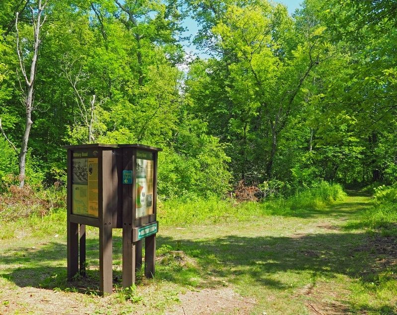 Military Road Marker on a trail in Wild River State Park. Click for full size. Military Road Marker on a trail in Wild River State Park image. Click for full size.