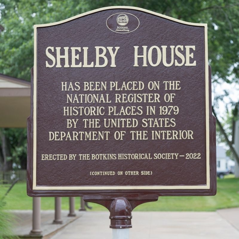 Shelby House Marker, Side One image. Click for full size.