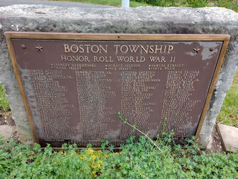 Boston Township World War II Honor Roll Marker image. Click for full size.
