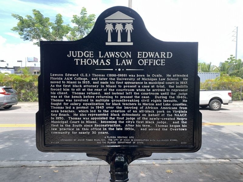 Judge Lawson Edward Thomas Law Office Marker image. Click for full size.