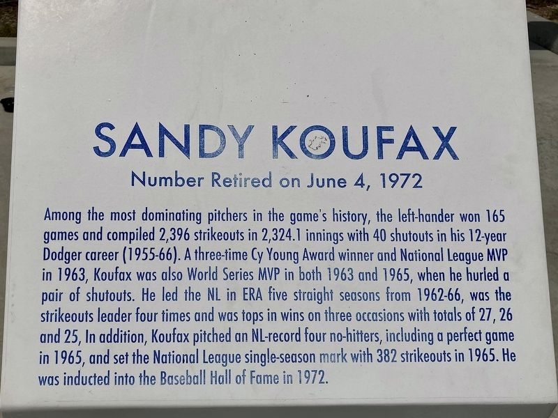 Sandy Koufax Marker image. Click for full size.
