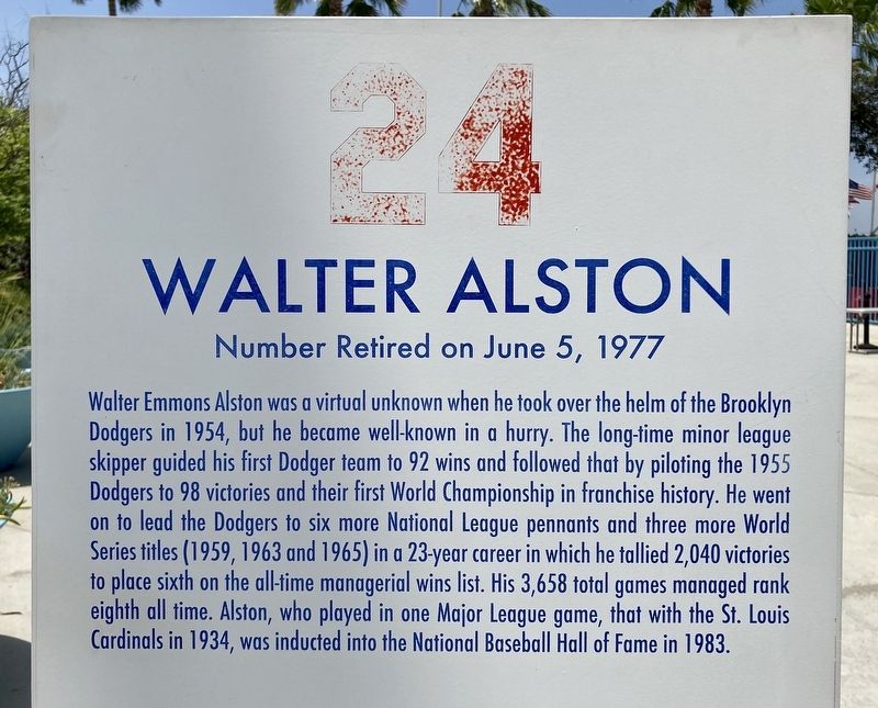 Walter Alston Marker image. Click for full size.