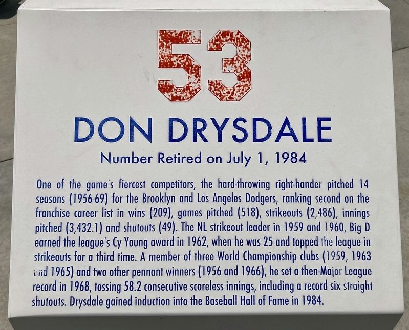 Don Drysdale Marker image. Click for full size.