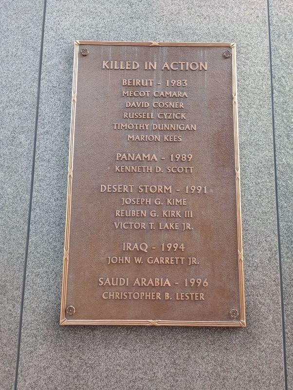 Killed In Action plaque on the memorial. Click for full size. Killed In Action plaque on the memorial image. Click for full size.
