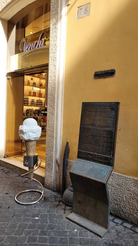 The Trevi-Pantheon Route Marker at the entrance to a ice cream shop image. Click for full size.