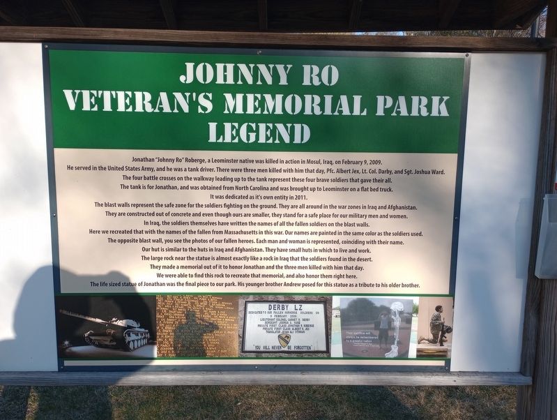 Johnny Ro Veteran's Memorial Park Legend Marker, Side One image. Click for full size.