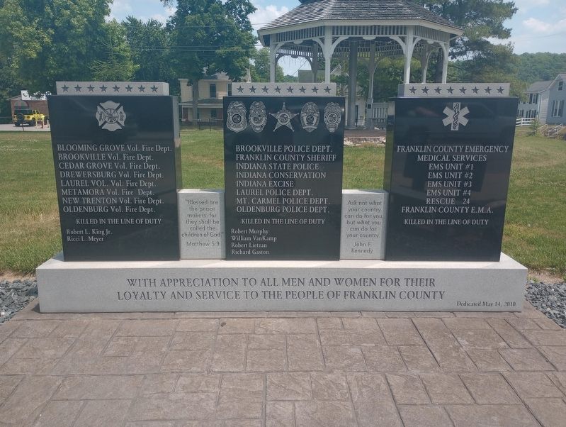 Loyalty and Service to the People of Franklin County Marker, Side One. Click for full size. Loyalty and Service to the People of Franklin County Marker, Side One image. Click for full size.