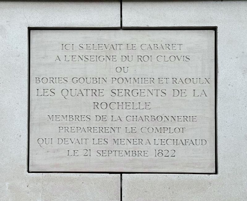 Les Quatre Sergents de La Rochelle / The Four Sergeants of La Rochelle Marker image. Click for full size.