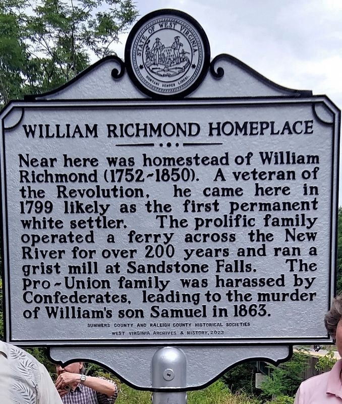 William Richmond Homeplace side of marker. Click for full size. William Richmond Homeplace side of marker image. Click for full size.