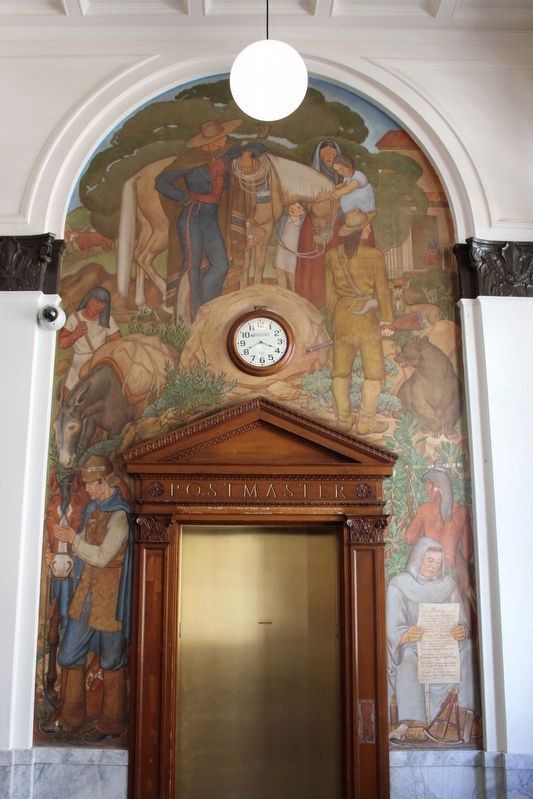 Mural Over the Door of the Original Postmasters Office image. Click for full size.
