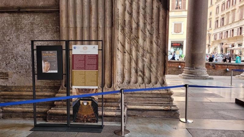 The view of the Pantheon Marker under the portico of the Pantheon at the entrance. Click for full size. The view of the Pantheon Marker under the portico of the Pantheon at the entrance image. Click for full size.