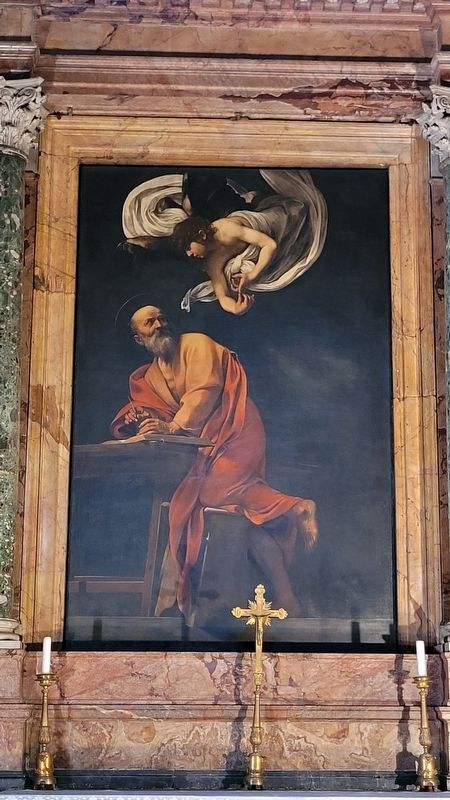 The Inspiration of Saint Matthew by Caravaggio image. Click for full size.