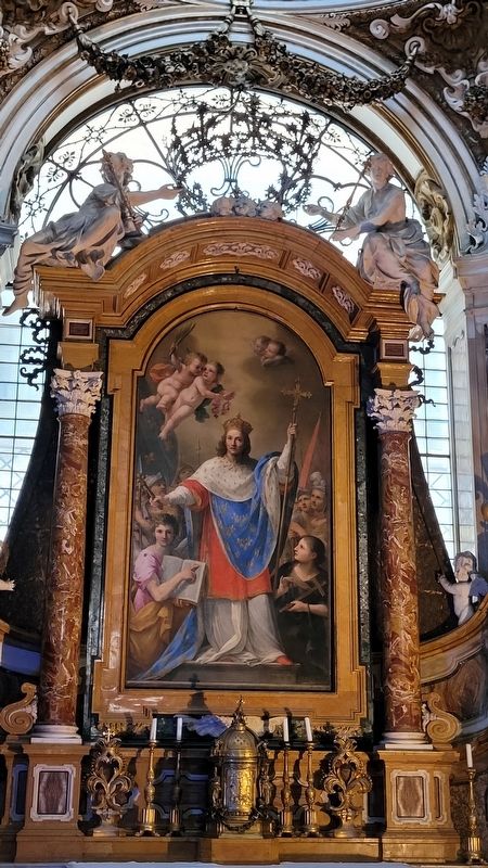Artwork in one of the side chapels at the Church of St. Louis of the French image. Click for full size.