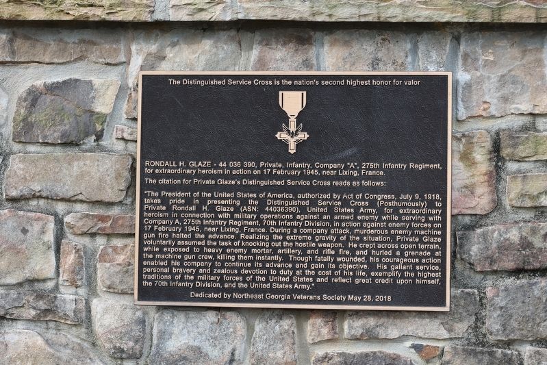The Distinguished Service Cross is the nation's second highest honor for valor Marker image. Click for full size.