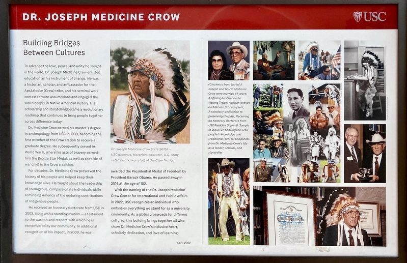 Dr. Joseph Medicine Crow Marker image. Click for full size.
