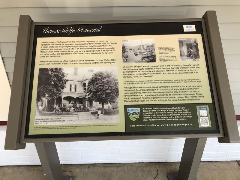 Thomas Wolfe Memorial Marker. Click for full size. Thomas Wolfe Memorial Marker image. Click for full size.