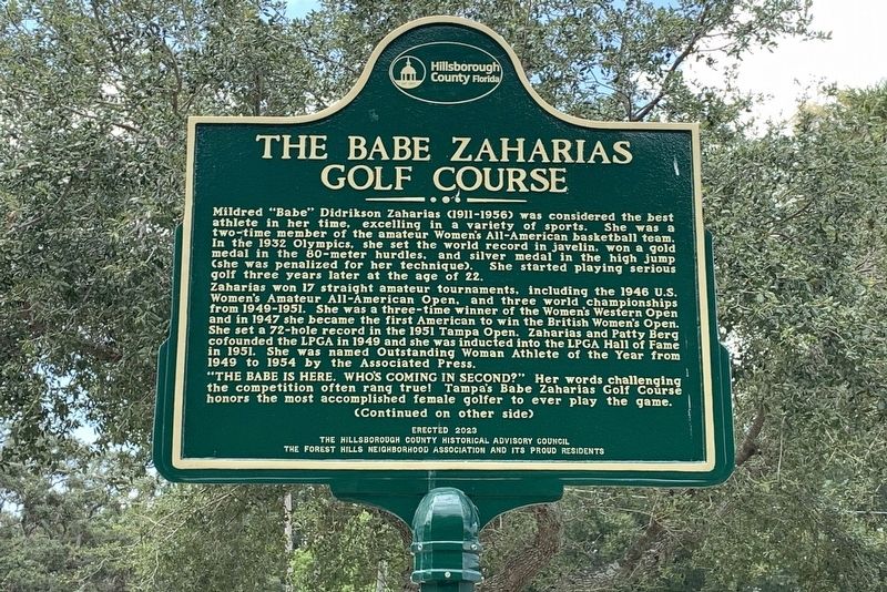 The Babe Zaharais Golf Course Marker Side 1. Click for full size. The Babe Zaharais Golf Course Marker Side 1 image. Click for full size.