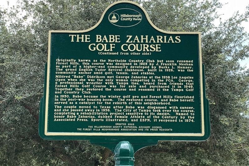 The Babe Zaharais Golf Course Marker Side 2. Click for full size. The Babe Zaharais Golf Course Marker Side 2 image. Click for full size.
