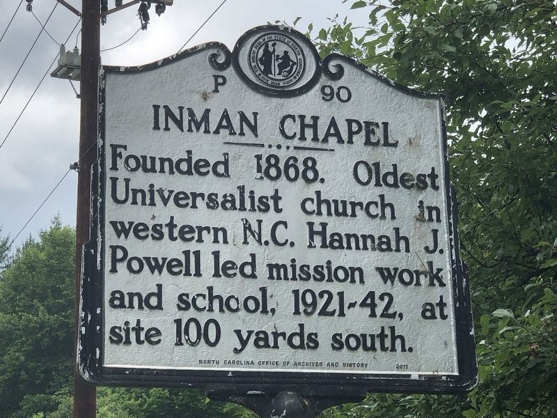 Inman Chapel Marker. Click for full size. Inman Chapel Marker image. Click for full size.