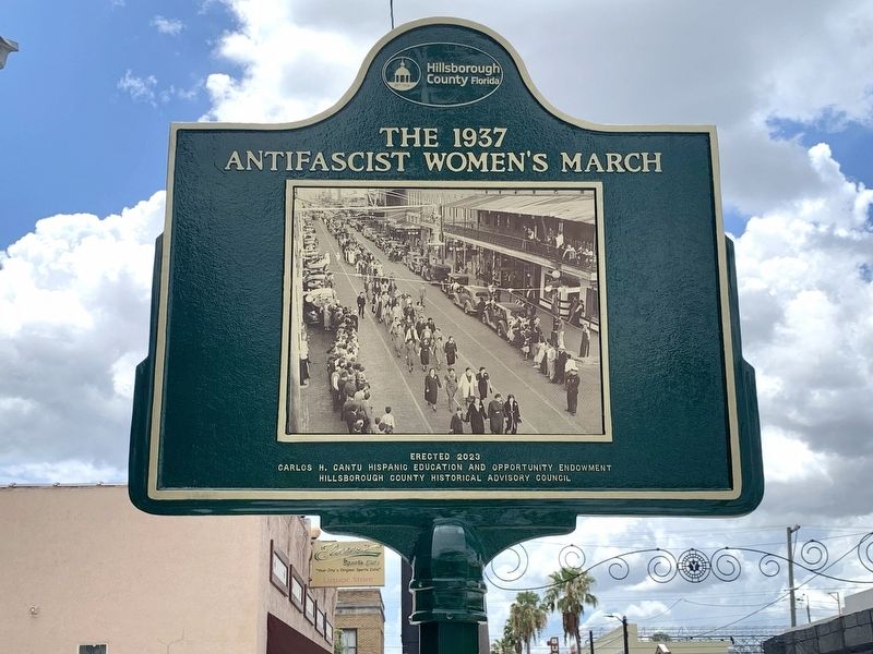 The 1937 Antifascist Women's March Marker Side 2 image. Click for full size.