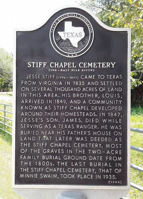 Stiff Chapel Cemetery Marker image. Click for full size.