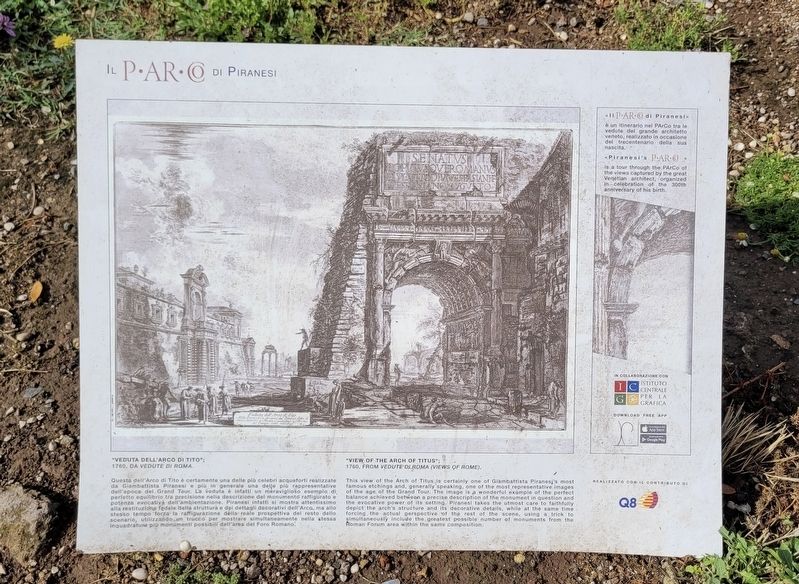 "Veduta Dell'arco di Tito" / "View of the Arch of Titus" Marker. Click for full size. "Veduta Dell'arco di Tito" / "View of the Arch of Titus" Marker image. Click for full size.