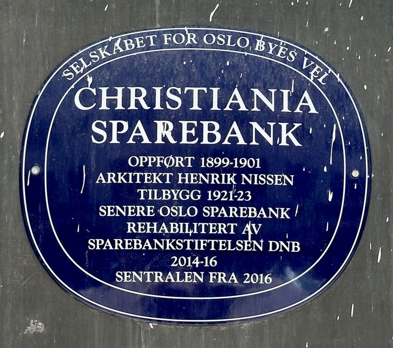 Christiania Sparebank / Christiania Savings Bank Marker. Click for full size. Christiania Sparebank / Christiania Savings Bank Marker image. Click for full size.