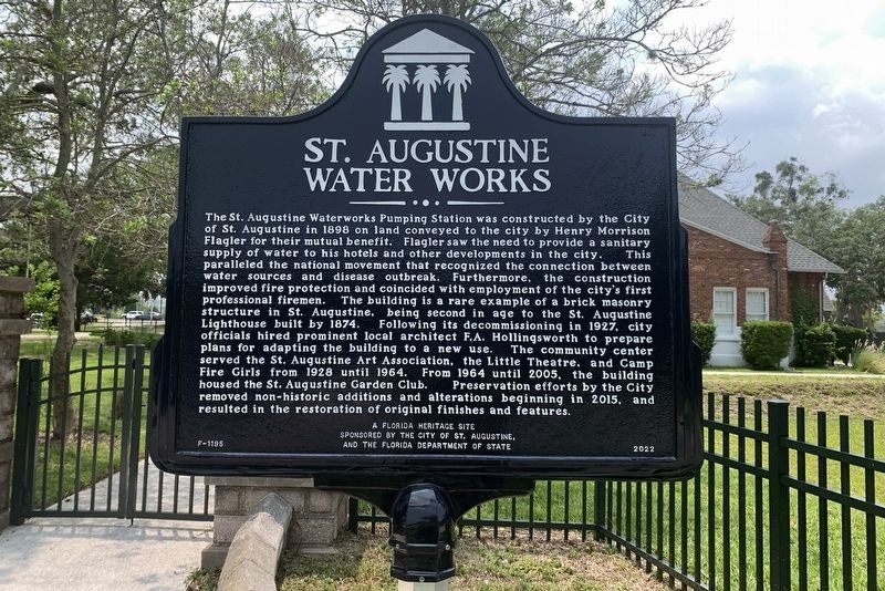 St. Augustine Water Works Marker image. Click for full size.