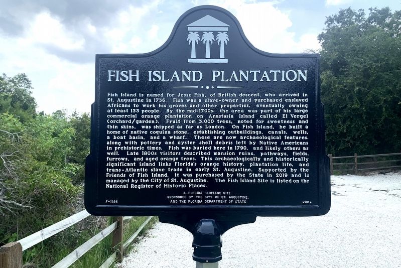 Fish Island Plantation Marker image. Click for full size.