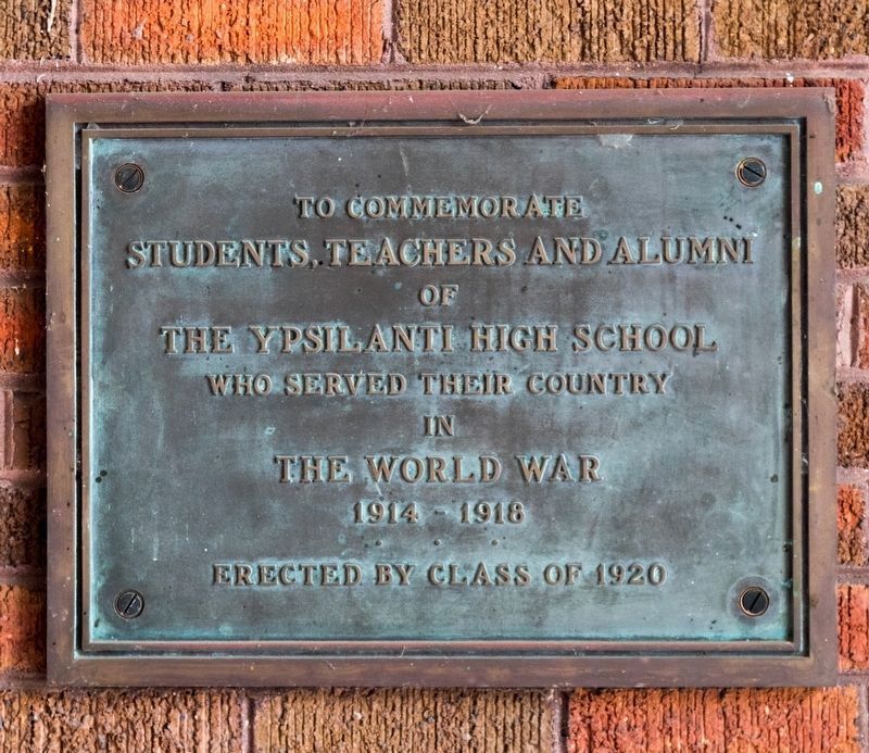 Ypsilanti High School World War Memorial Plaque image. Click for full size.