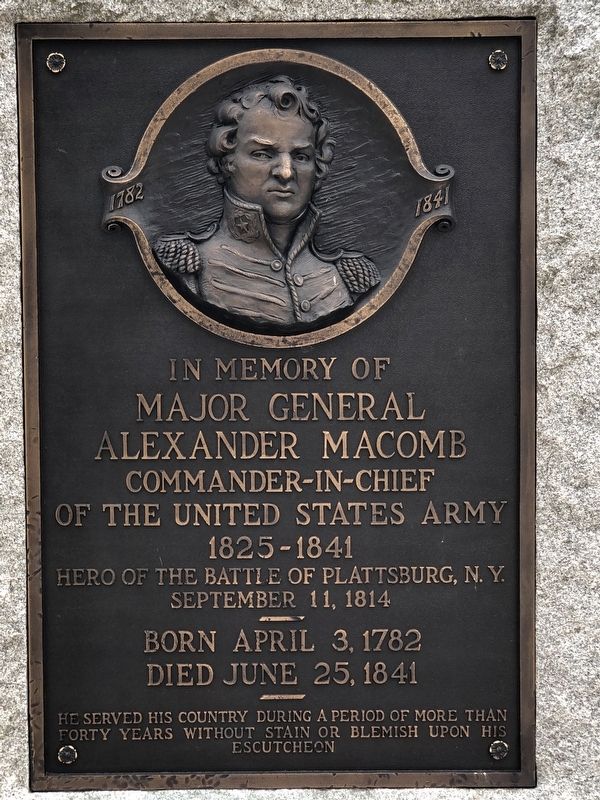 In Memory of Major General Alexander Macomb Marker image. Click for full size.