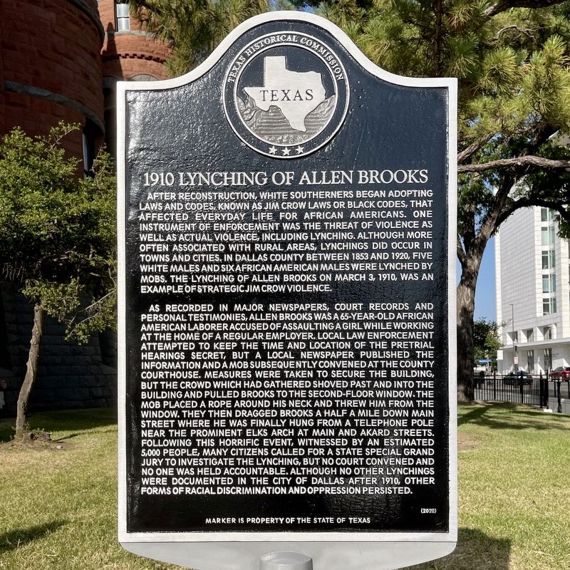 1910 Lynching of Allen Brooks Texas Historical Marker image. Click for full size.