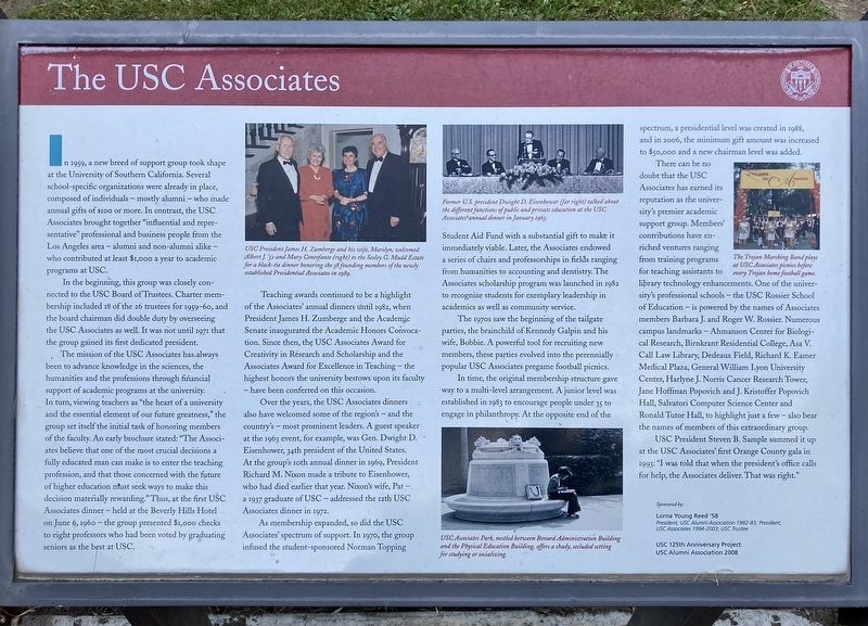 The USC Associates Marker. Click for full size. The USC Associates Marker image. Click for full size.