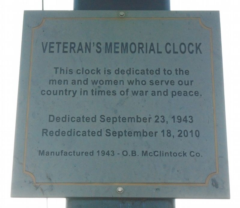 Veteran's Memorial Clock Marker image. Click for full size.