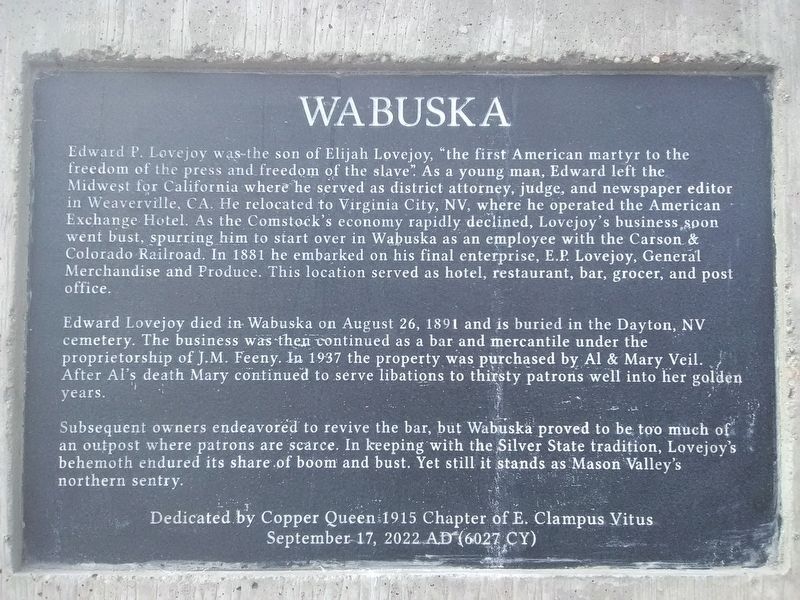 Wabuska Marker image. Click for full size.