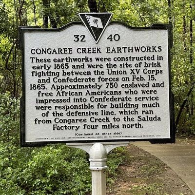 Congaree Creek Earthworks Marker (side 1) image. Click for full size.