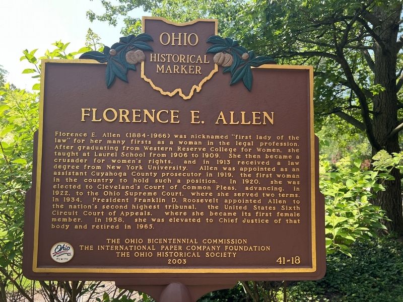 Florence E. Allen Marker image. Click for full size.