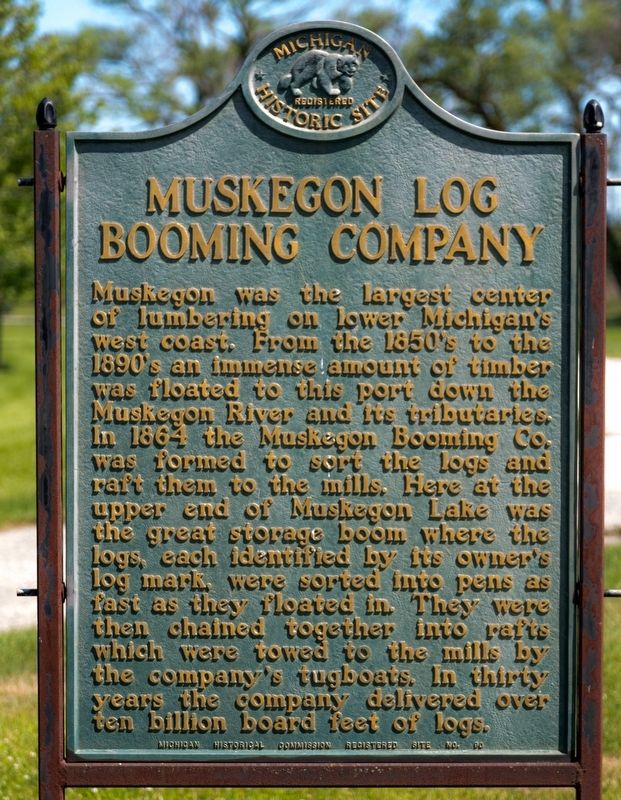 Muskegon Log Booming Company Marker image. Click for full size.