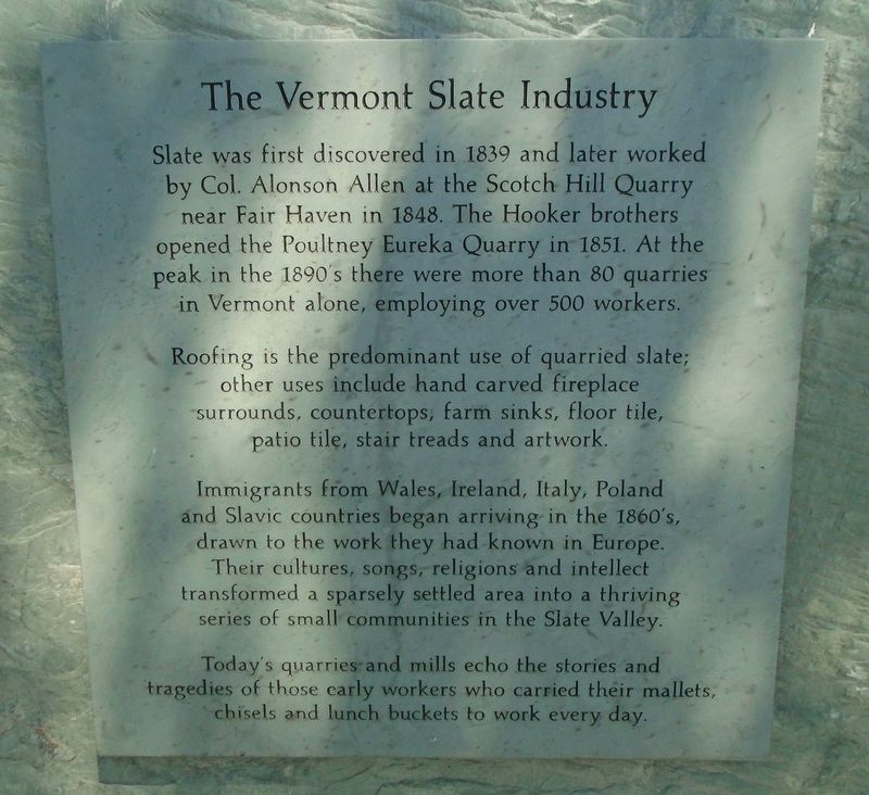 The Vermont Slate Industry Marker image. Click for full size.