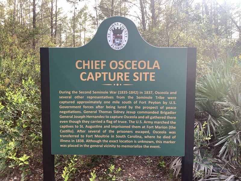 Chief Osceola Capture Site Marker image. Click for full size.