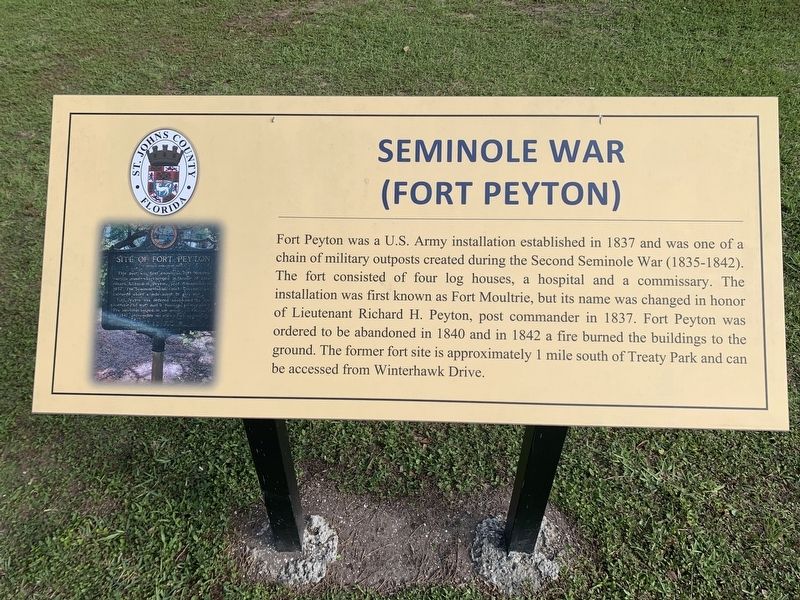 Seminole War (Fort Peyton) Marker image. Click for full size.