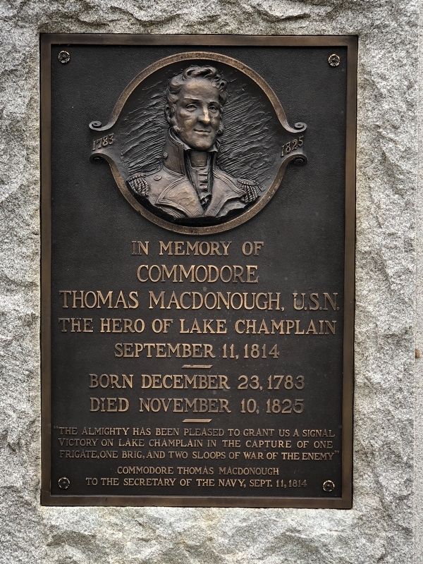 In Memory of Commodore Thomas MacDonough, U.S.N. Marker image. Click for full size.