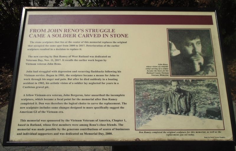 A Soldier Carved in Stone Marker. Click for full size. A Soldier Carved in Stone Marker image. Click for full size.