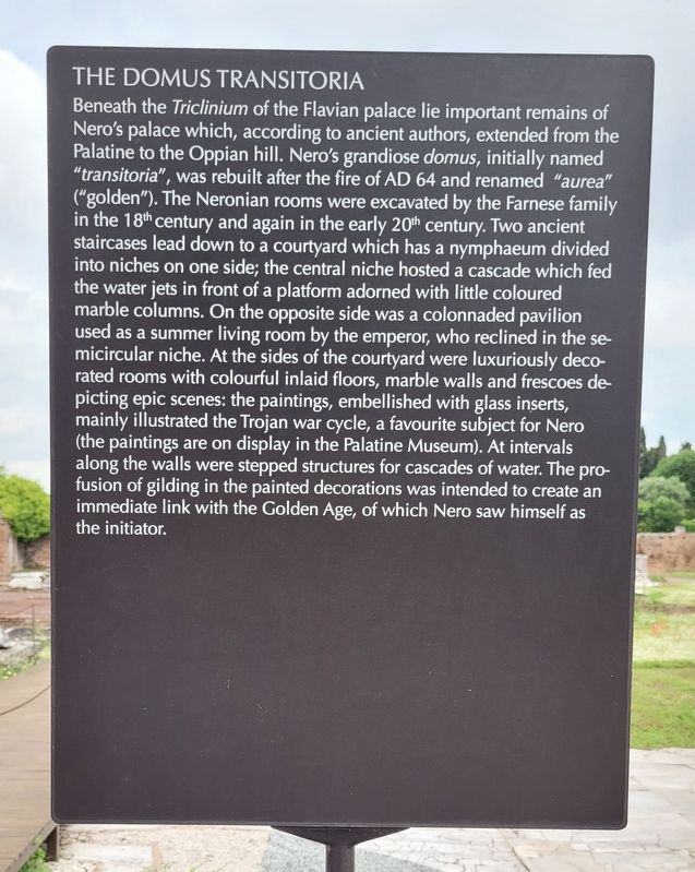 The Domus Transitoria Marker - 2nd marker in English. Click for full size. The Domus Transitoria Marker - 2nd marker in English image. Click for full size.
