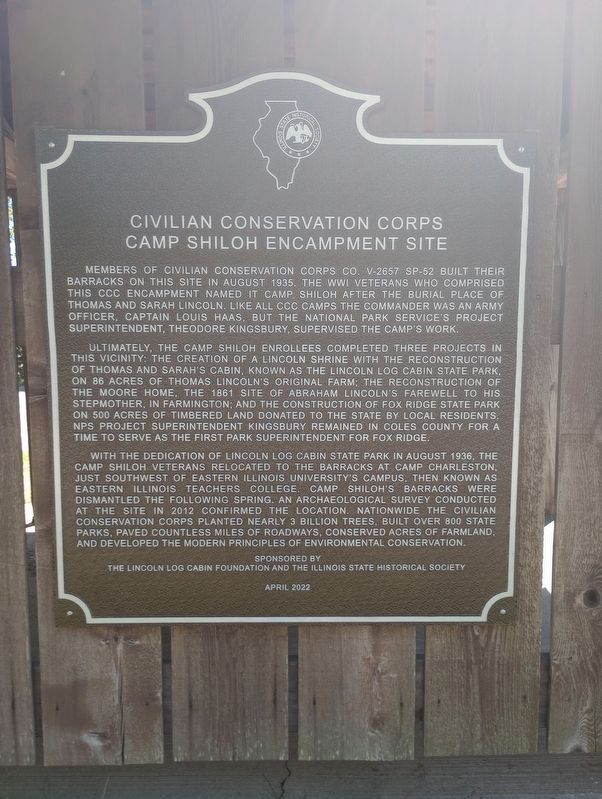 Civilian Conservation Corps Camp Shiloh Encampment Site Marker image. Click for full size.