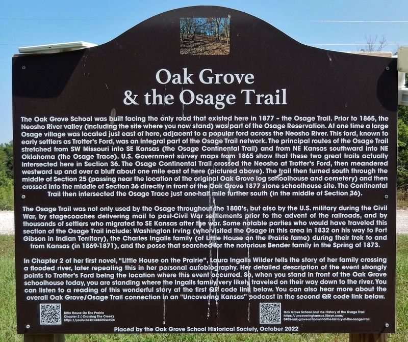 Oak Grove & the Osage Trail Marker image. Click for full size.