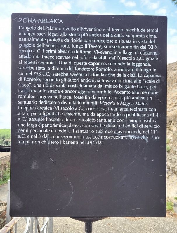 Zona Arcaica / Archaic Area Marker - Italian. Click for full size. Zona Arcaica / Archaic Area Marker - Italian image. Click for full size.