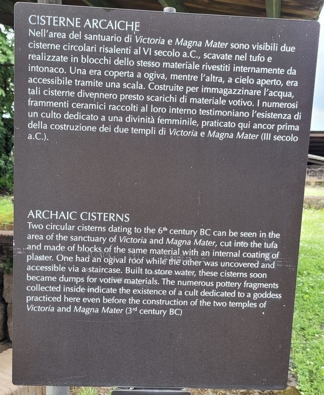 Cisterne Arcaiche / Archaic Cisterns Marker. Click for full size. Cisterne Arcaiche / Archaic Cisterns Marker image. Click for full size.